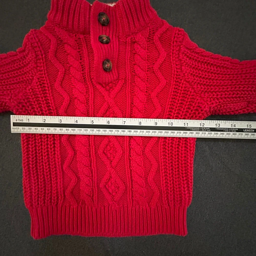 Baby Gap Cable Knit Mock Neck Sweater Red 18-24 Months Cotton Pullover Toddler